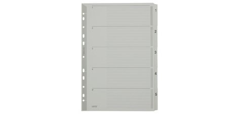 Intercalaires en carton mylar, chiffres, A4, 1-5, gris