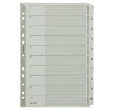 Intercalaires en carton mylar, chiffres, A4, 1-10,gris