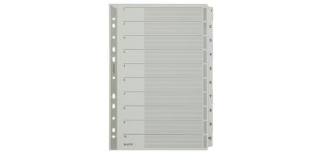 Trennblätter aus Mylar-Karton, Zahlen, A4, 1-10, grau