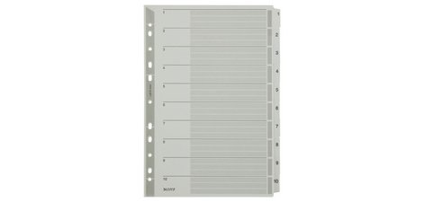 Intercalaires en carton mylar, chiffres, A4, 1-10,gris