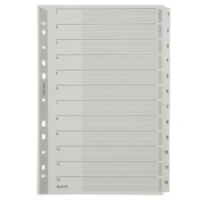 Intercalaires en carton mylar, chiffres, A4, 1-12,gris
