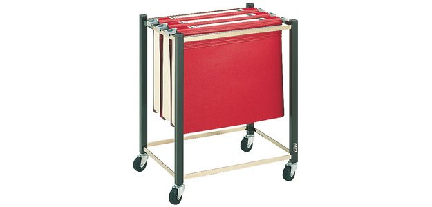 Chariot pour dossiers suspendus A4/A3, marron, 4 roues