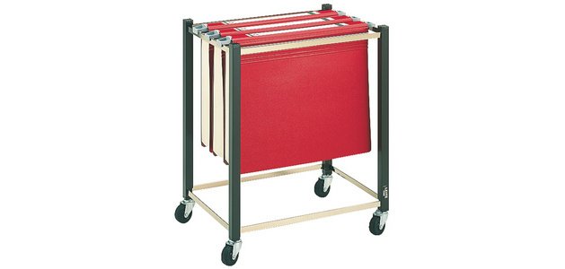 Chariot pour dossiers suspendus A4/A3, marron, 4 roues