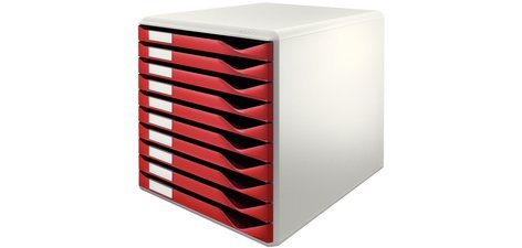 Form organizer module, 10 drawers, gray/red