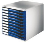 Module de classement formulaires,10 tiroirs,gris/bleu