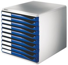 Module de classement formulaires,10 tiroirs,gris/bleu