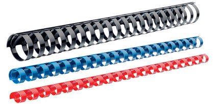 Baguette de reliure plastique, diamètre: 8 mm, noir