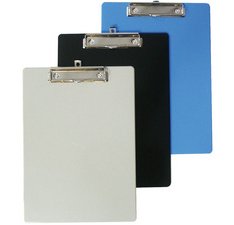 Porte-bloc en plastique, A4, bleu, avec pince