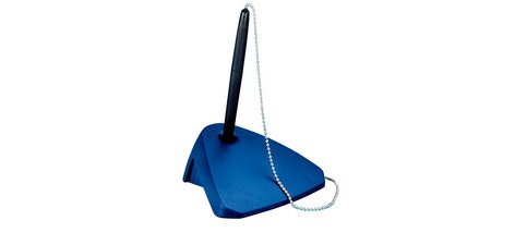 Porte-stylo, avec une chainette, bleu
