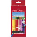 FABER-CASTELL Crayon de couleur gommable, étui carton de 24