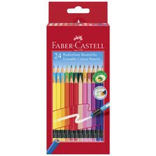 FABER-CASTELL Crayon de couleur gommable, étui carton de 24