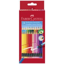 FABER-CASTELL Crayon de couleur gommable, étui carton de 24