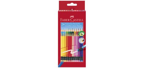 FABER-CASTELL Crayon de couleur gommable, étui carton de 24