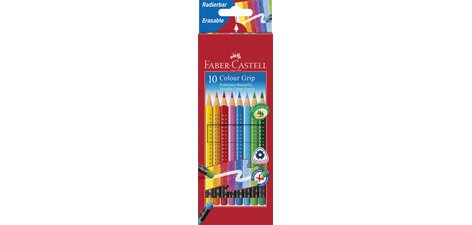 FABER-CASTELL Crayons de couleur gommable avec grip, étui