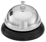 Cloche de table, sonnette en métal, socle noir