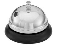 Cloche de table, sonnette en métal, socle noir