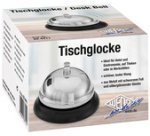 Cloche de table, sonnette en métal, socle noir