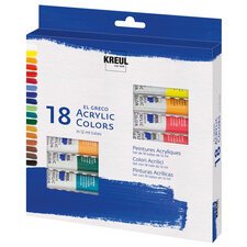 Peinture acrylique el greco, 12ml, set de 18