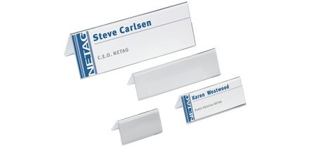 Chevalet porte-nom, en acrylique, transparent