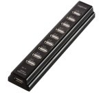 Hub USB 2.0 avec bloc d'alimentation, noir, 10