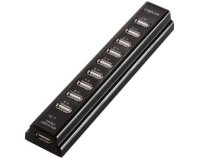 Hub USB 2.0 avec bloc d'alimentation, noir, 10