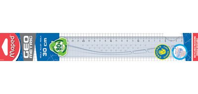Geometric flat ruler, 300mm, for left-handed users