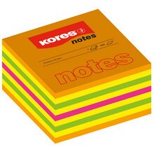 Bloc-note cube, 75 x 75 mm, couleurs fluo, 5 couleurs