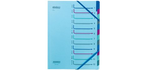 Sortiermappe mit Gummizug Serie 43, 12 Fächer, blau