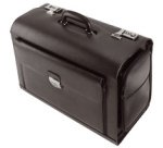 Valise pour pilotes 'VERONA', cuir, noir