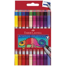 FABER-CASTELL Feutre double pointe, étui de 20