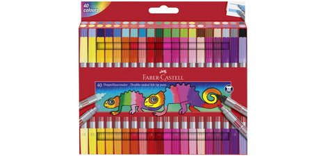 FABER-CASTELL Doppelspitzen-Filzstift, Etui mit 40