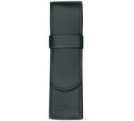 Etui pour stylo, pour 2 stylos, noir, cuir véritable