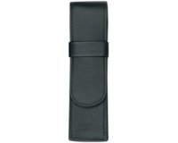 Etui pour stylo, pour 2 stylos, noir, cuir véritable