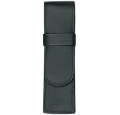 Etui pour stylo, pour 2 stylos, noir, cuir véritable
