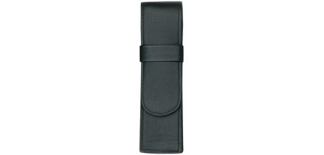 Etui pour stylo, pour 2 stylos, noir, cuir véritable