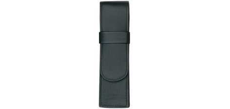 Etui pour stylo, pour 2 stylos, noir, cuir véritable