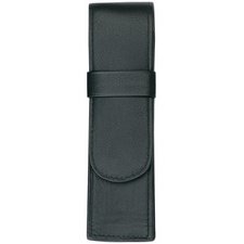 Etui pour stylo, pour 2 stylos, noir, cuir véritable