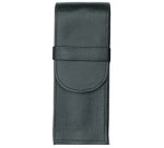 Etui pour stylo, pour 3 stylos, noir, cuir véritable