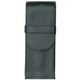 Etui pour stylo, pour 3 stylos, noir, cuir véritable