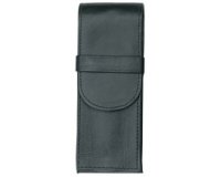 Etui pour stylo, pour 3 stylos, noir, cuir véritable