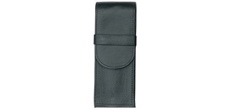 Etui pour stylo, pour 3 stylos, noir, cuir véritable