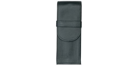 Etui pour stylo, pour 3 stylos, noir, cuir véritable