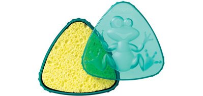 Eponge pour ardoise,en boîte 'grenouille',triangulaire