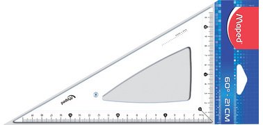 Equerre Cristal 60 degrés, gand côté: 210 mm