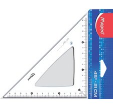 Equerre Cristal 45 degrés, hypoténuse : 210 mm,