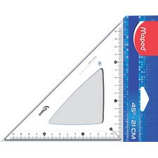 Equerre Cristal 45 degrés, hypoténuse : 210 mm,