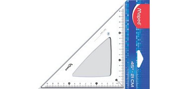 Equerre Cristal 45 degrés, hypoténuse : 210 mm,
