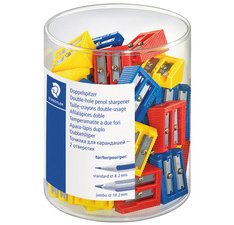 Taille-crayon à 2 trous, en plastique, boîte de 50