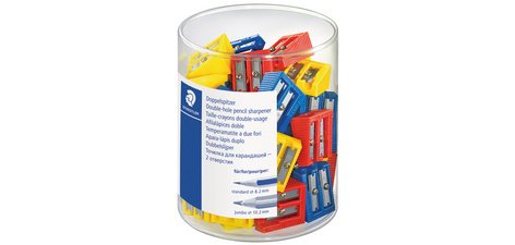 Taille-crayon à 2 trous, en plastique, boîte de 50