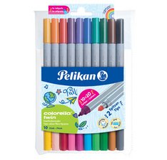 En_rotulador pelikan colorella twin bipunta 20 colores estuche plastico 10 unidades
